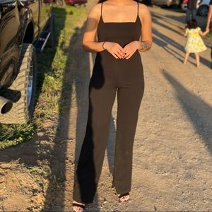 Black square neck spaghetti strap jumpsuit size:S